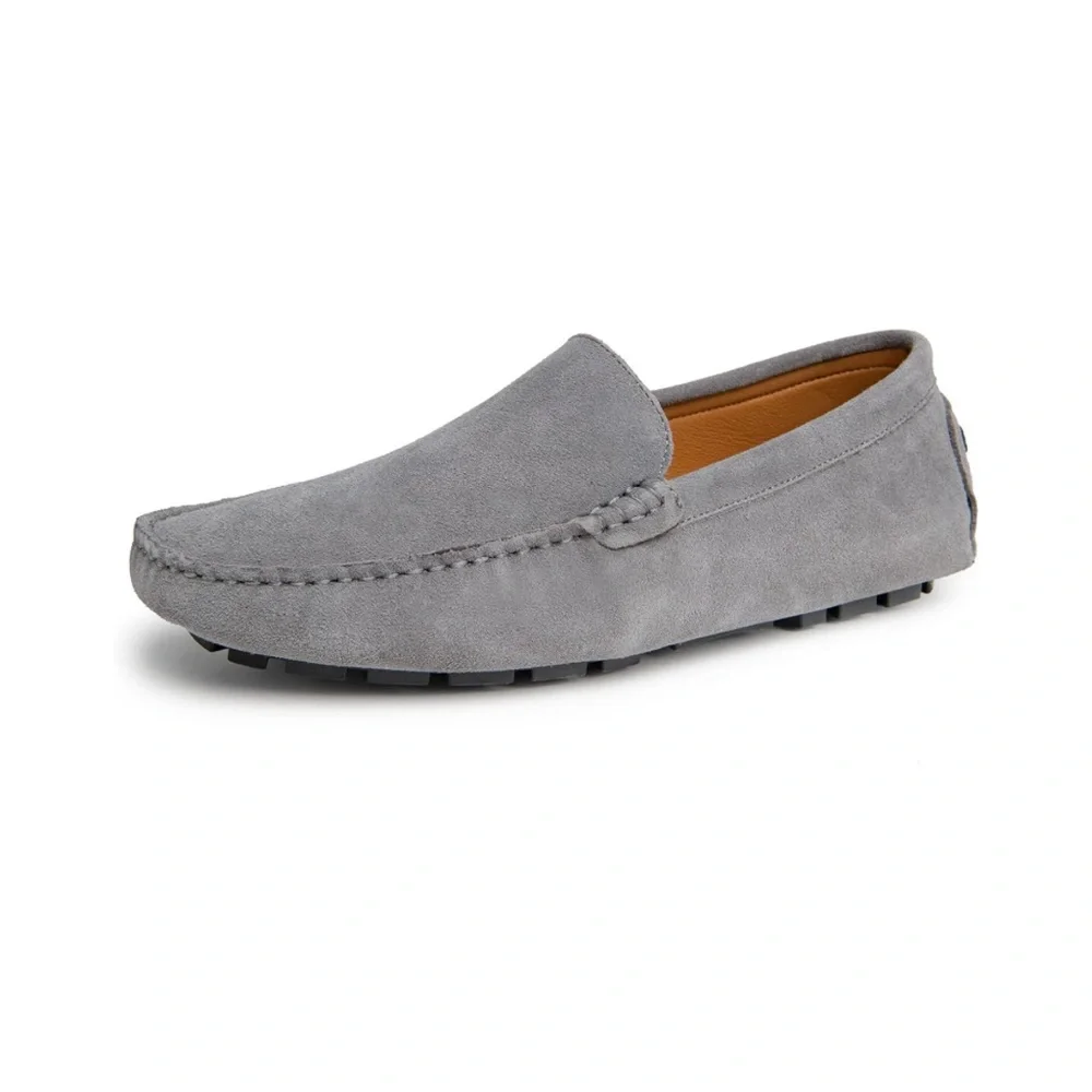Go Tour Mens‎ Handmade Suede Leather Casual Loafers Shoes. Size 8- color gray